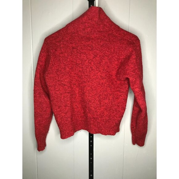 Vintage L.L. Bean Wool Blend Fisherman Sweater Shawl Neck Red Sz Small - Picture 2 of 4